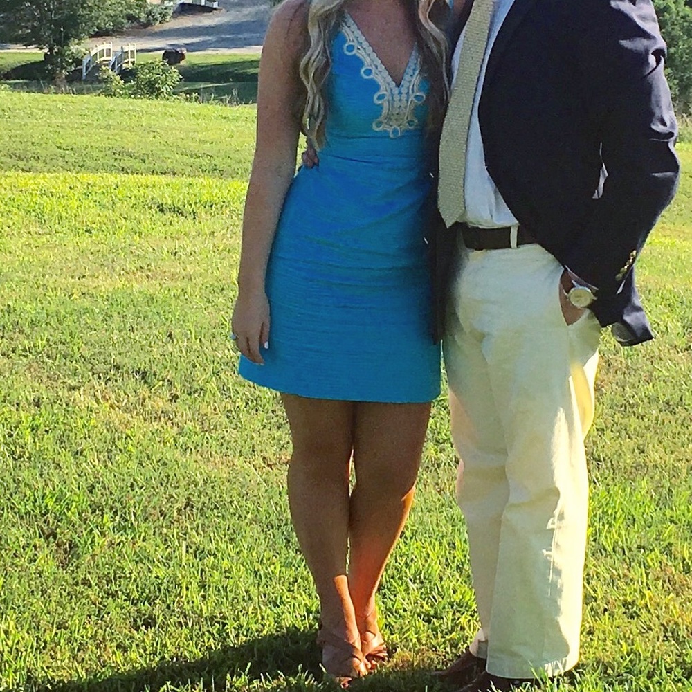 Lilly teal shift dress